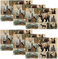Rustic Bear Deer Fox Cabin Placemats Set of 6, Farmhouse Lodge Place Mats, Country Brown Bear Dining Table Mats, Washable Placemats for Kitchen Dining Room 18L'' × 12W''