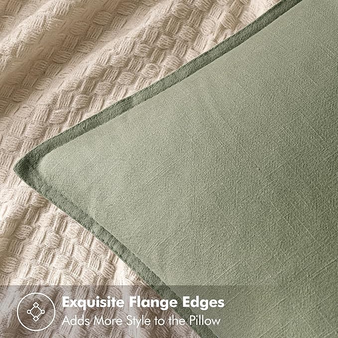MIULEE Decorative Linen Pillow Covers 20x20 Inch Sage Green Boho Farmhouse Neutral Couch Throw Pillows for Bed Pack of 2 Accent Modern Pillowcase Summer Sofa Livingroom Home Decor
