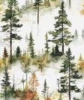 Autumn Forest Wallpaper Peel and Stick, Green/Yellow Pine Trees Contact Paper,Woodland Landscape Wall Mural Self Adhesive Waterproof Removable for Bathroom Shelves Cabinet Drawer Table 17.5" x 118"