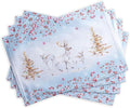 Maison d' Hermine Placemats Set of 4 100% Cotton Washable Cloth Place Mats, Reusable Table Mats for Thanksgiving Christmas Decorations Kitchen Dining Party Wedding (Fairy Tale Forest, 13" x 19")