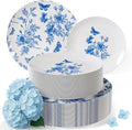 Trendables Plastic Plates For Party Supplies, Floral Disposable Plates For Party & Weddings 200 Pcs - 100 x 8 Dessert Plates & 100 x 10 Plastic Dinner Plates, Plate Set Disposable Dinnerware Sets