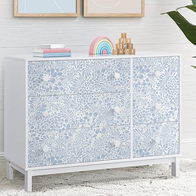 Heroad Peel and Stick Wallpaper Light Blue Floral Contact Paper 30'x17.3'' Boho Wall Paper Modern Removable Self Adhesive Wallpaper for Bedroom Bathroom Kitchen Cabinet Decor Waterproof Vinyl Roll