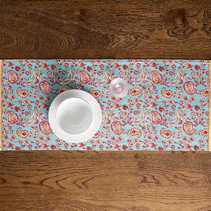 Maison d' Hermine Tablerunners 100% Combed Cotton Premium Table Runner Decorative Table Cover for Home, Kitchen, Dining, Parties & Camping, Lauris, Double Layer - (14.5"x108")