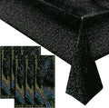6 Pcs Black Holographic Laser Tablecloths Iridescence Shiny Table Covers 40" x 108" Foil Rectangle Table cloths for Halloween Baby Shower Undersea Ocean Birthday Party Winner Wedding Party Décor