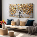 Tree Pictures Wall Decor for Living Room Yellow Canvas Wall Art for Bedroom Large Abstract Wall Art for Office Size 29" x 58"