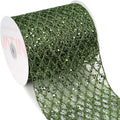 VATIN 6" Moss Green Christmas Ribbon, Green Glitter Mesh Diamond Web Sequin Dots Wired Christmas Ribbon for Gift Wrapping Bow Making Wreath Supply-10 Yards