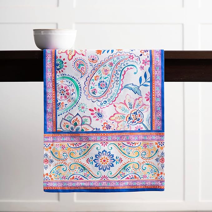 Maison d' Hermine Table Runner 100% Cotton Single Layer Table Runners 72 inches Long Decorative for Home Kitchen Dining Party Wedding Bridal Shower Spring Summer (Indian Floral, 14.50" x 72")