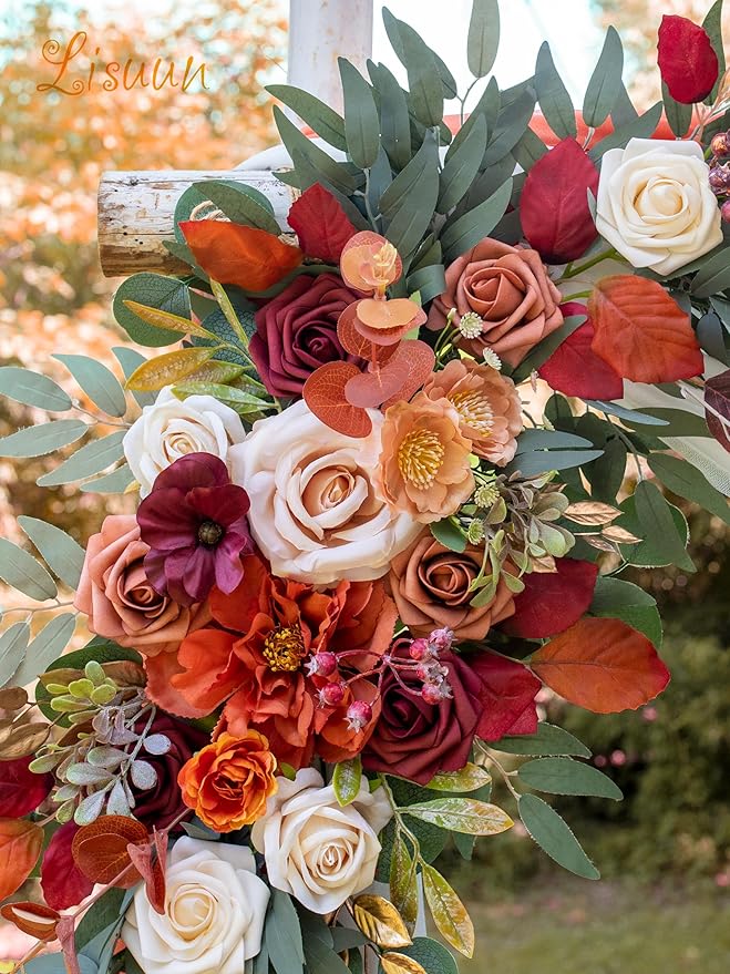 Wedding Arch Flowers, Artificial Flowers for Decoration, Large Flower Swag for Boho Styles Wedding Ceremony Floral Decor - Pack of 2