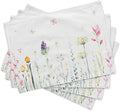 Maison d' Hermine Placemats Set of 4 100% Cotton Washable Cloth Place Mats, Reusable Table Mats for Kitchen Dining Decoration, Party, Wedding, Restaurant Spring/Summer (Botanical Fresh, 13" x 19")