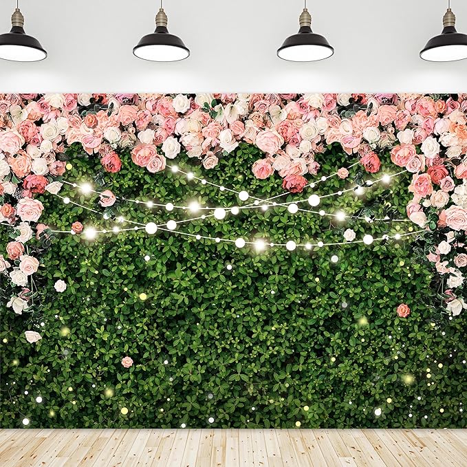 Riyidecor Flower Wall Backdrop Polyester Fabric Pink Rose Floral Blossom Leaves Spring 5Wx3H Feet Birthday Women Girls Photography Background Birthday Wedding Photo Studio Shoot