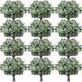 Janinka 60 Pcs Mixed Eucalyptus Leaves Stems Bulk Artificial Eucalyptus Leaves with White Seeds Artificial Silver Dollar Sprays Faux Oval for Floral Wreath Bouquets Wedding Greenery Decoration