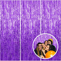 3 Pack Purple Streamers Backdrop Curtain Halloween Party Decorations Purple Tinsel Foil Fringe Backdrop Birthday Graduation Bachelorette Christmas New Year Themed Party Decorations