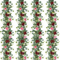 TOCHGREEN 4 Pack Artificial Eucalyptus Flower Garland with Red and Pink Roses, Fake Rose Flower Greenery Garland Floral Vines for Wedding Home Party Table Runner Decor (Red Pink, 4PCS)