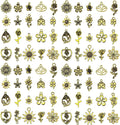 WOCRAFT 60pcs Antique Gold Flowers Bracelet Charms for Jewelry Making Sets DIY Necklace Bracelet Keychain Crafting Charms Kit Craft Supplies (SN876)