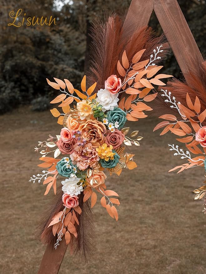 Wedding Arch Flowers, Artificial Flowers for Decoration, Large Flower Swag for Boho Styles Wedding Ceremony Floral Decor - Pack of 2