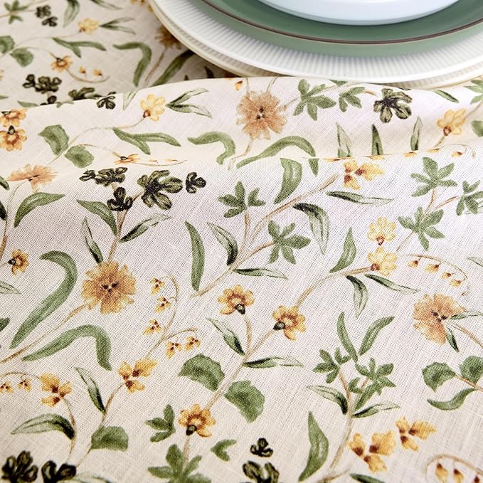 Solino Home 100% Pure Linen Table Runner 108 Inches Long - Multicolor Floral Print Table Runner 14 x 108 Inch - Handcrafted and Machine Washable - Fall Botanical Print
