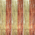3 Pack 3.3 x 8.2 ft Rose and Champion Foil Fringe Backdrop Curtains, Tinsel Streamers Party Decorations, Fringe Backdrop, Door Shimmer for Anniversary or Birthday Party