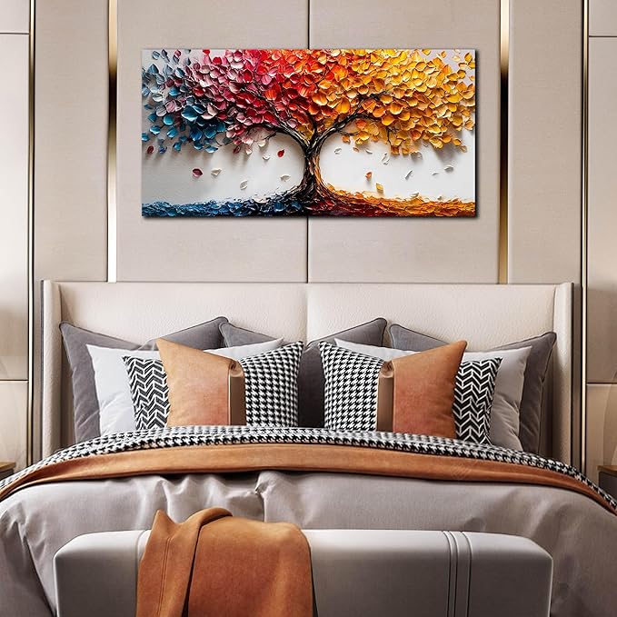 Trees Canvas Wall Art for Living Room - Colorful Tree Wall Art for Bedroom Teen Girls - Office Posters Wall Decor Size 20" x 40"
