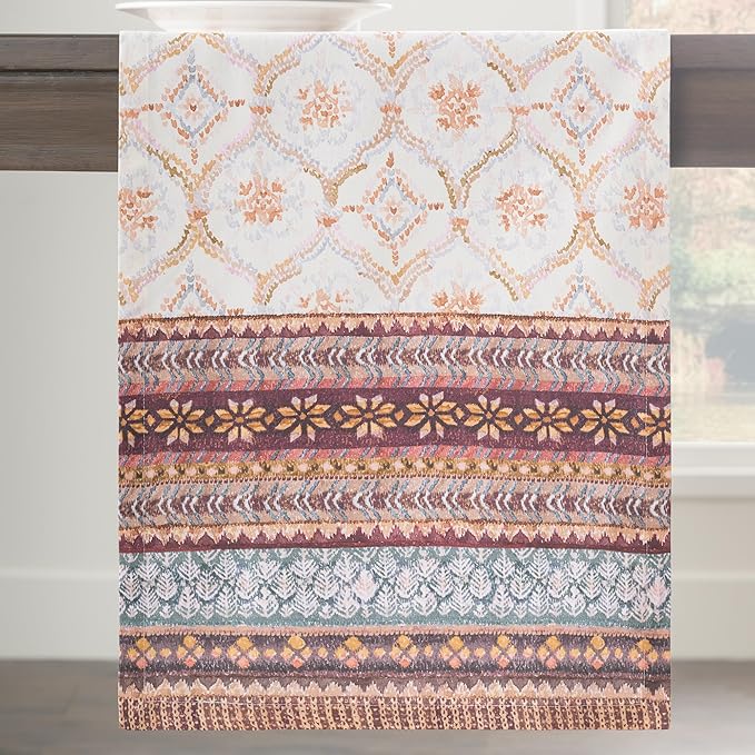 Maison d' Hermine Table Runner 100% Cotton Single Layer Table Runners 90 inches Long for Thanksgiving Christmas Decorations Home Kitchen Dining Party Wedding (Fair Isle, 14.5" x 90")