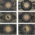 Moon Sun Zodic Placemats Set of 6,Washable Heat Resistant 12×18 Inch Linen Table Mats Witch Place Mats for Party Outdoor Dining Décor