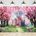 Riyidecor Princess Castle Backdrop Polyester Fabric Pink Sakura Rainbow Flowers Floral Fantasy Fairy Tale Wonderland 8Wx6H Feet Butterfly Photography Background Birthday Wedding Photo Studio Shoot