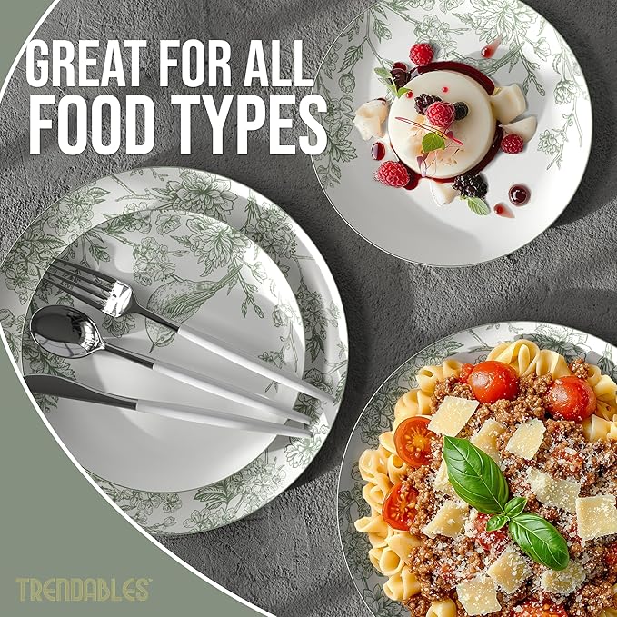 Trendables Floral Paper Plates 8.5 Inch & 10.5 Inch 40 Pcs Dinner Plate Set Fancy Disposable Plates for Party for 20 Guests 20 X 8 & 20 X 10 Large & Small Paper Plate Set for Parties Yaffa