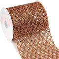VATIN 6" Copper Christmas Ribbon, Copper Glitter Mesh Diamond Web Sequin Dots Wired Christmas Ribbon for Gift Wrapping Bow Making Wreath Supply-10 Yards