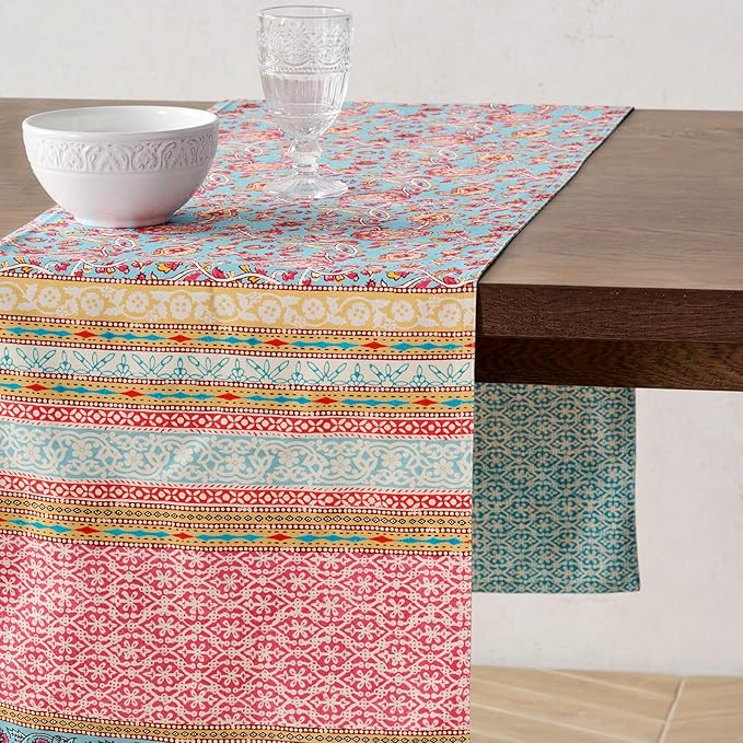 Maison d' Hermine Tablerunners 100% Combed Cotton Premium Table Runner Decorative Table Cover for Home, Kitchen, Dining, Parties & Camping, Lauris , Double Layer - (14.5"x72")