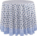 ATOSII Gulbahar Blue 100% Cotton Fall Round Tablecloth, Handblock Print Floral Table Cloth for Kitchen Dining Linen I Thanksgiving, Christmas, Weddings, Outdoors, Parties I 60" Inches I 4 Seater Table