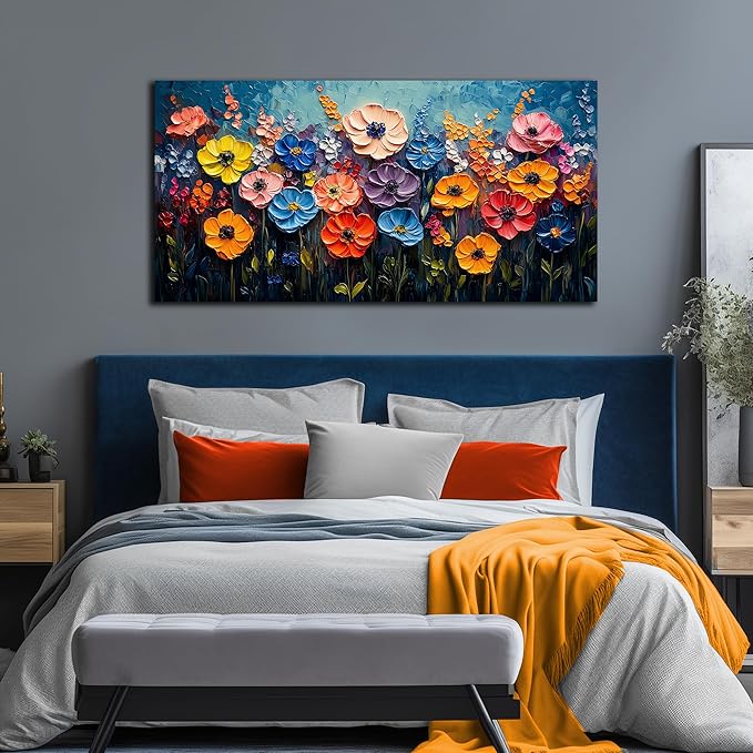 Flower Painting Wall Decor for Bedroom Teen Girl Colorful Paintings for Wall Floral Wall Art for Office Women 24 x 48 Inch