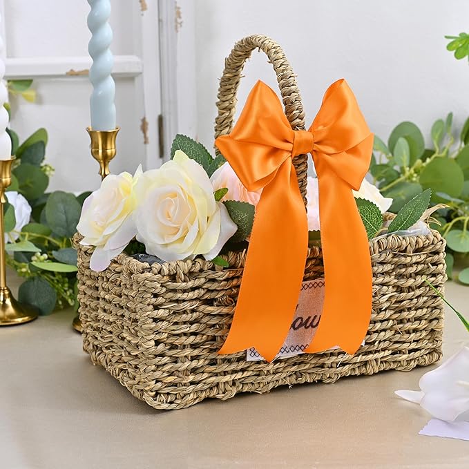 Double Face Autumn Orange Satin Ribbon 2 inch X 25 Yards Polyester Autumn Orange Ribbon for Gift Wrapping Very Suitable for Weddings Party Hair Bow Invitation Decorations and More