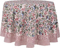 ATOSII Ambrosia 100% Cotton Round Boho Fall Tablecloth, Handblock Floral Table Cloth Linen for Kitchen Dining I Parties Wedding Outdoors Christmas Thanksgiving I Fall Home Decor 90" Inches Round