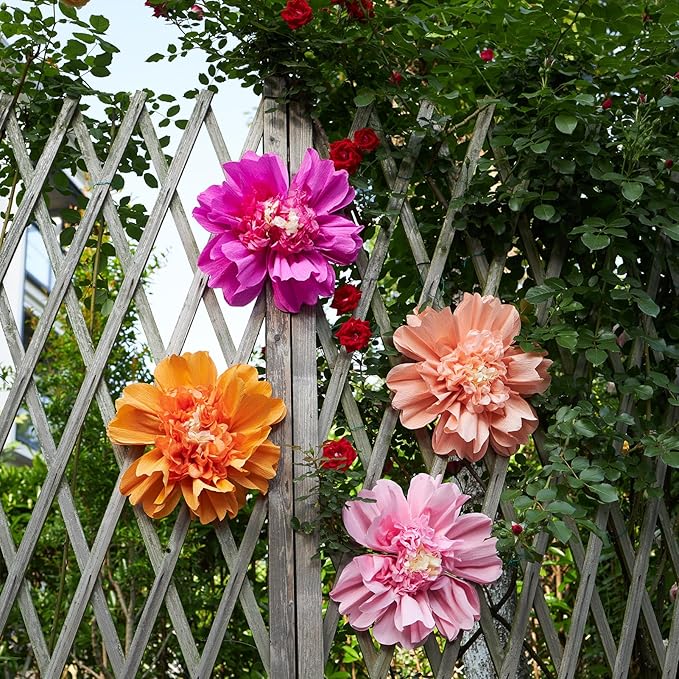 12PCS Tissue Paper Flowers，Handmade Colorful Giant Crepe Artificial Flowers Decorations for Wall,12 Inches Large Flowers for Wedding Birthday BabyShower Party Home Decor Supplies