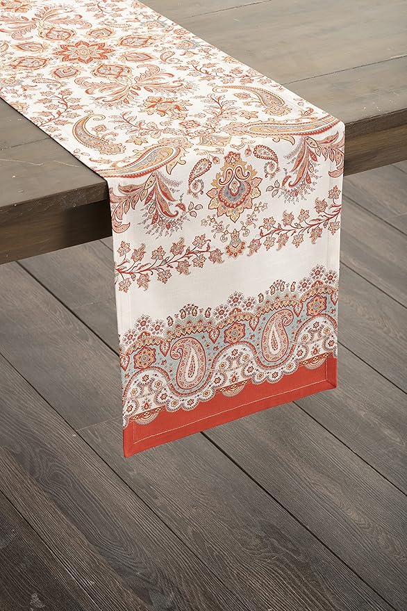 Maison d' Hermine Table Runner 100% Cotton Single Layer Table Runners 72 inches Long for Thanksgiving Christmas Decorations Home Kitchen Dining Party Wedding (Cachemire, 14.5" x 72")