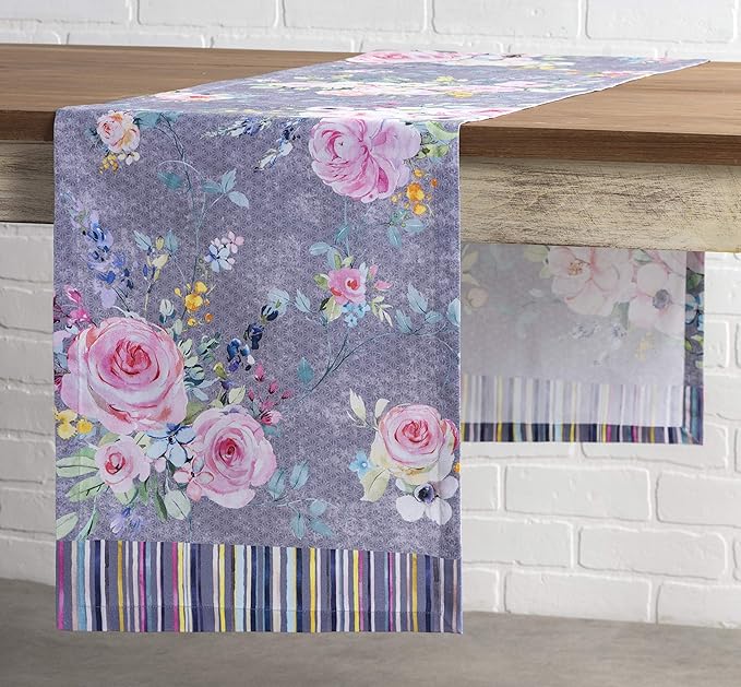 Maison d' Hermine Table Runner 100% Cotton Single Layer Table Runners 108 inches Long Decorative for Home Dining Party Wedding Bridal Shower Spring Summer (Sweet Rose Lavender - Lush, 14.50" x 108")