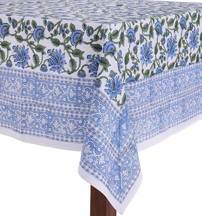 ATOSII Taj 100% Cotton Fall Tablecloth, Handblock Print Rectangle Table Cover for Kitchen Dining Linen I Parties, Thanksgiving, Christmas, Wedding, Table Cloth I 72 X 120 Inches I 10 Seater
