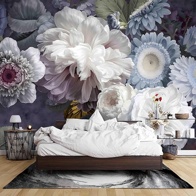 Peel and Stick Wallpaper Floral Forest Mural Flower for Bedroom Large Wall Murals Wall Paintings (Color-2, 157×110 inch)