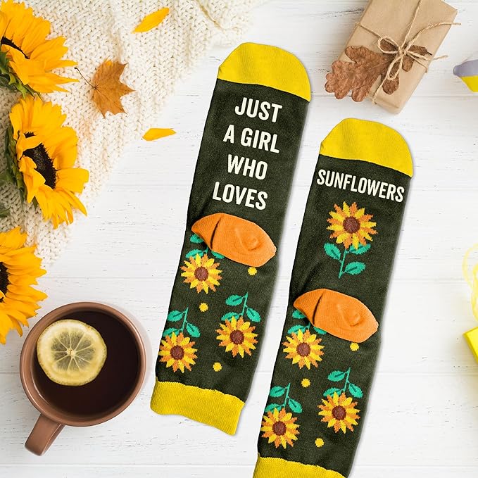 Sunflower Gifts for Women - Sunflowers Themed Socks, Ideal Gifts for sunflower Lovers, Perfect Socks for Women, Unique Stocking Stuffers, Ideal Gift For Birthday and Christmas