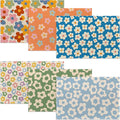 Vintage Groovy Flowers Placemats Set of 6, 12x18 Inch Waterproof Stain Resistant Linen Table Placemats Summer Seasonal Farmhouse Kitchen Party Decor Home Decor