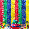 205Ft Super Mario Party Decorations Red Green Blue Yellow Big Polka Dot Tissue Paper Backdrop Streamer Circle Dot Hanging Garland for Birthday Baby Shower Carnival Circus Clown Fiesta Colorful Party