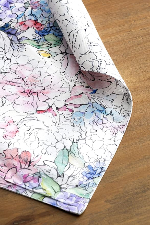 Maison d' Hermine Placemats Set of 4 100% Cotton Washable Cloth Place Mats, Reusable Table Mats for Kitchen Dining Decoration, Party, Wedding, Restaurant Spring/Summer (Floral Love, 13" x 19")