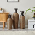 Floor PVC Decorated Vases Set of 3 for Gorgeous Home Decoration Large Classic Neat PVC Vases 19.6in/23.6in/27.5in Height(Beige+Black)