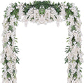 Duovlo 4Pcs 6.6Ft/Piece Imitation Silk Wisteria Garland Hanging Flower Vine for Home Outdoor Garden Ceremony Wedding Arch Floral Decor (Milk White)