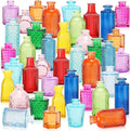 Yaomiao 60 Pcs Vases Bulk Colored Flower Glass Christmas Vases Bud Vintage Colored Glass Bottles Colorful Rustic Embossed for Home Wedding Table Decorations Gifts(Vivid Color)