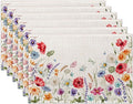 Watercolor Floral Chamomile Lavender Flowers Placemats Set of 6 Place Mats for Kitchen Table Washable Farmhouse Linen Table Mats Dining Decoration 12x18 Inch