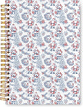 VIIJJUE Blue and White Chinoiserie Christmas Santa Notebook for Women, Vintage French Country Toile de Jouy Journal, Xmas Red Santa Holiday Hardcover Spiral Notebooks, 5.5x8.3 Inch-04