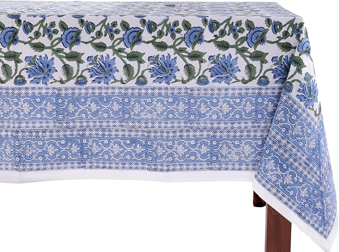 ATOSII Taj 100% Cotton Fall Tablecloth, Handblock Print Rectangle Table Cover for Kitchen Dining Linen I Parties, Thanksgiving, Christmas, Wedding, Table Cloth I 72 X 120 Inches I 10 Seater