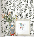 Erfoni Dark Green Leaf Wallpaper Floral Peel and Stick Wallpaper 17.7inch x 393.7inch Greenery Eucalyptus Contact Paper Peel and Stick Leaves Plant Self Adhesive Wall Paper Bathroom Vinyl