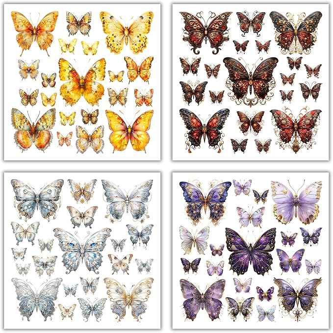 XERE 400 Pcs Butterflies Flora and Fauna Scrapbook Stickers Set for Scrapbooking and Journaling Notebooks, Junk Journal Supplies, Sketchbook, Bookmark Making, Planner Sticker