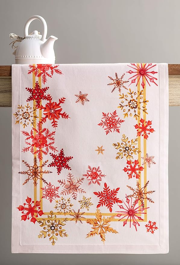 Maison d' Hermine Table Runner 100% Cotton Single Layer Table Runners 108 inches Long for Thanksgiving Christmas Decorations Home Kitchen Dining Party Wedding (Crystal Star, 14.5" x 108")